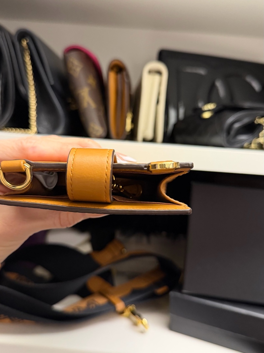 MCM Crossbody Phone Card Case In Visetos Original with Branded Strap - Picture 5 of 6